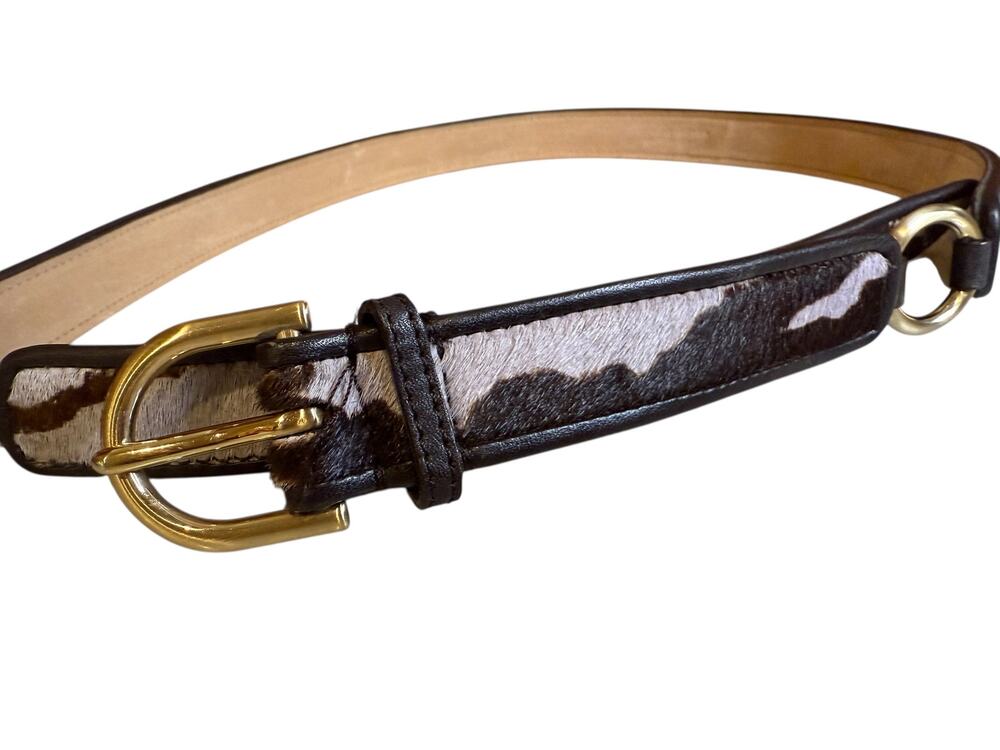 Ann Taylor Leather Belt Calf Hair Cow Print L